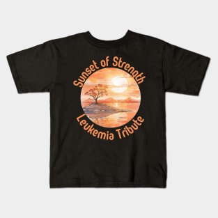 leukemia , leukemia awareness, sunset of strength, design Kids T-Shirt